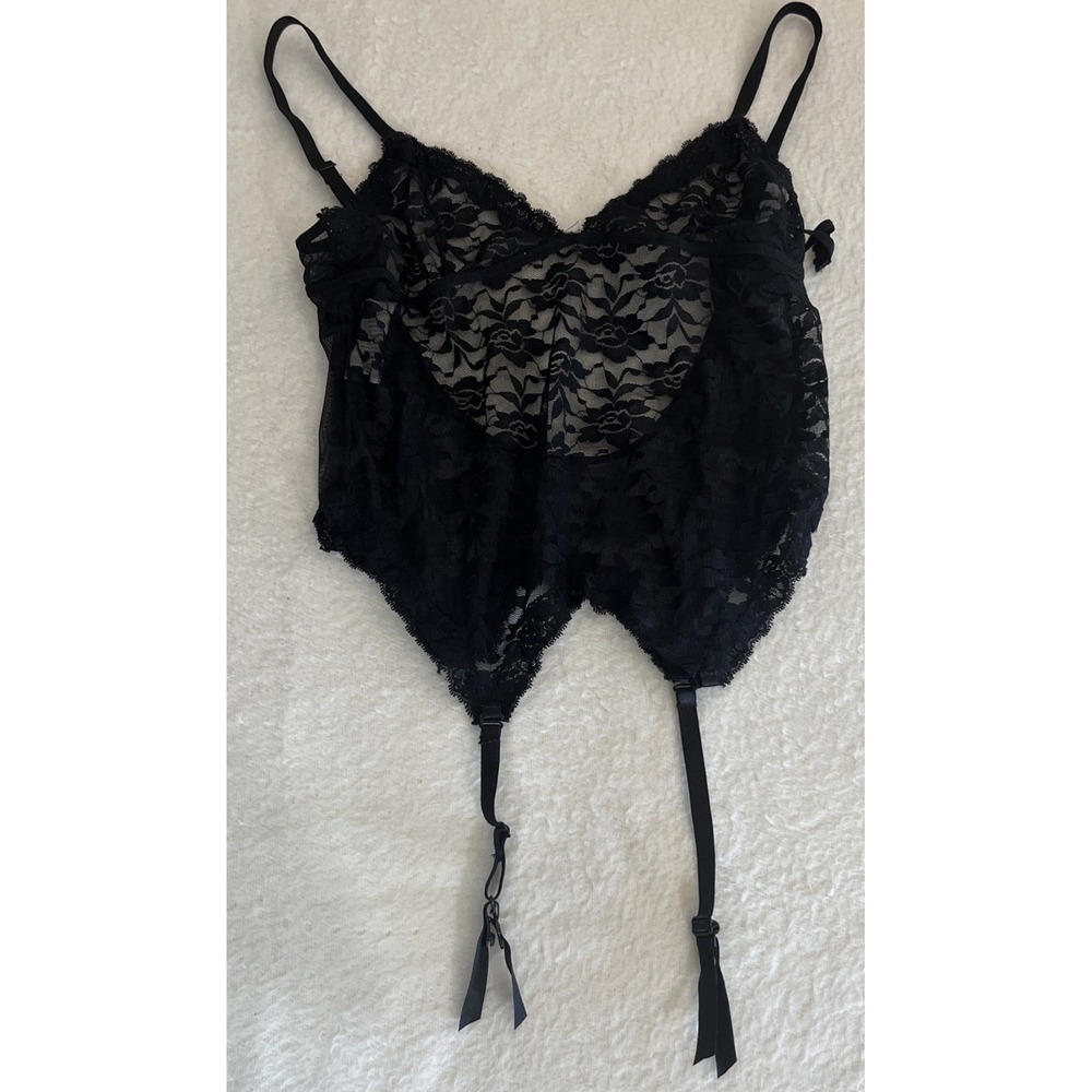 Baci Bodysuit QS Black Lace One Piece Adjustable Straps‎ Sexy Floral